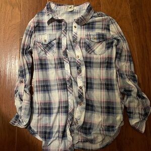 Passport Blue and White Plaid Button Down Shirt